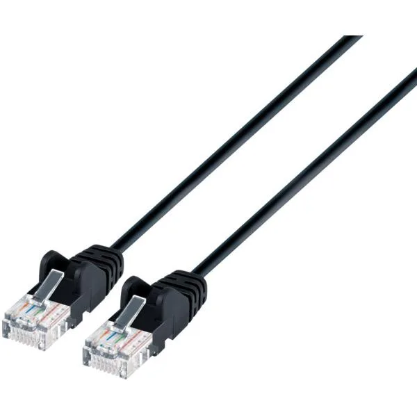 Intellinet Network Solutions Intellinet Cat6 U/UTP Slim Network Patch Cable 5 ft Black 10G 250 MHz 30 AWG — product photo