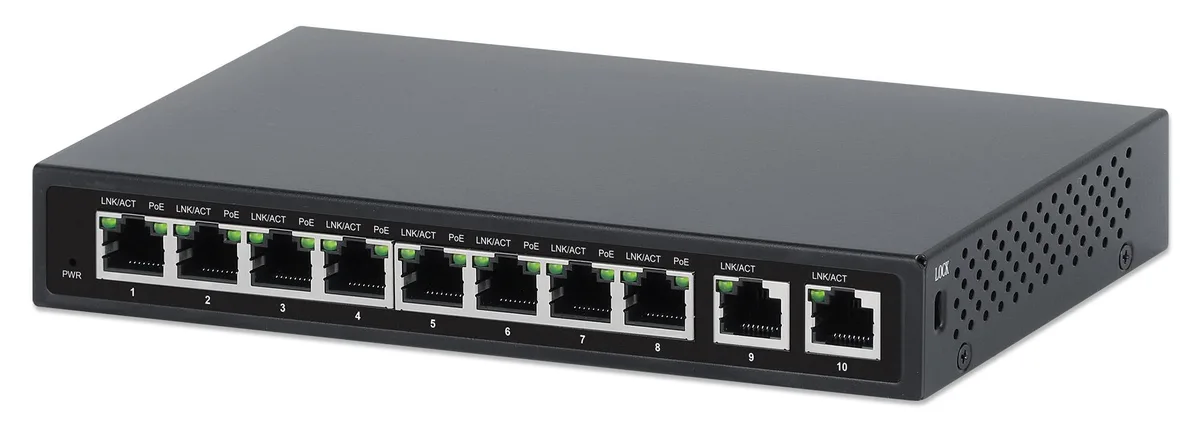 Intellinet Network Solutions Intellinet Network Solutions 10-Port PoE+ Switch 8×GbE + 2×GbE Uplink 58 W — product photo