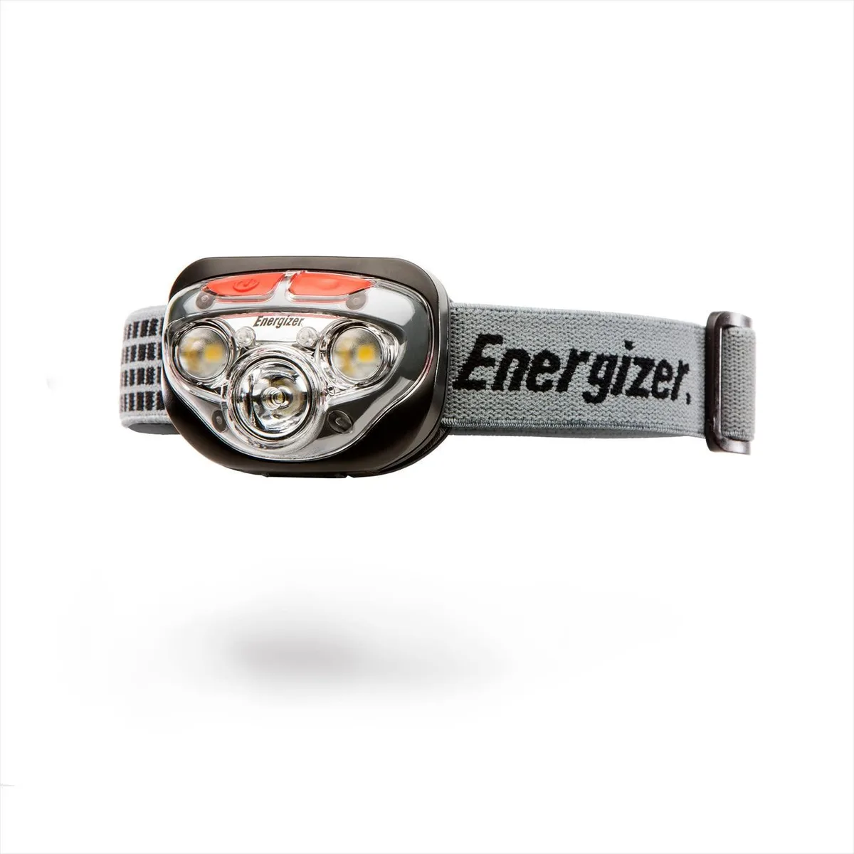 Black headlamp with adjustable strap and pivoting LED module