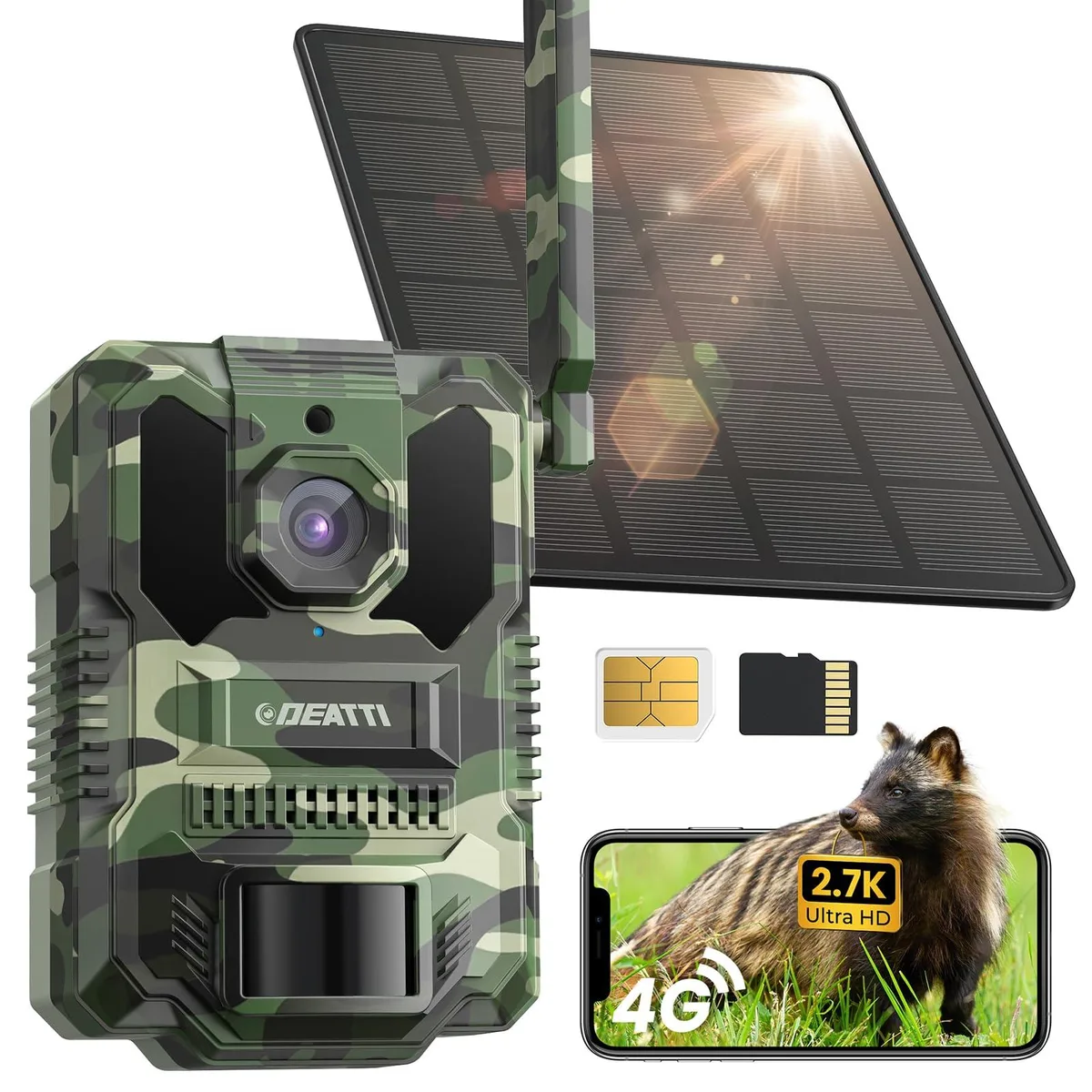 DEATTI F11 Cellular Trail Camera 2.7K 1440p 64GB 0.2s 130° — product photo