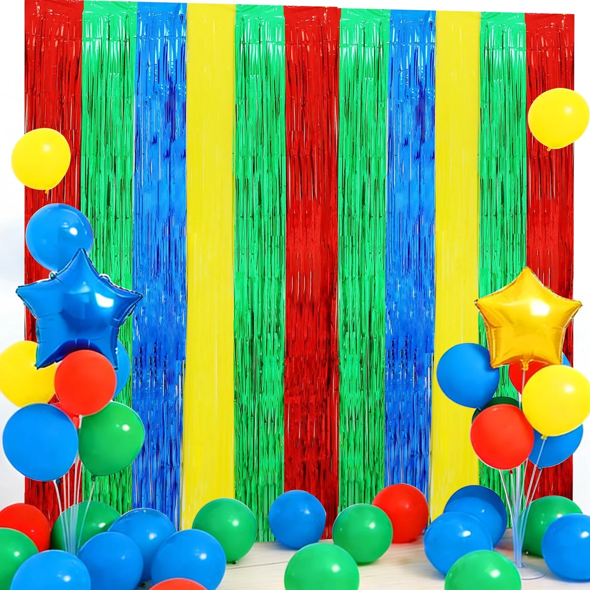  BEISHIDA 3-Pack Foil Fringe Curtain Backdrop 3.28 ft x 6.56 ft — product photo