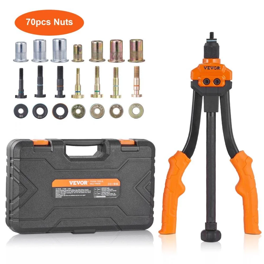 VEVOR VEVOR DY-8806 Rivet Nut Tool Kit 7 Mandrels 70 Nuts 14 in Case — product photo