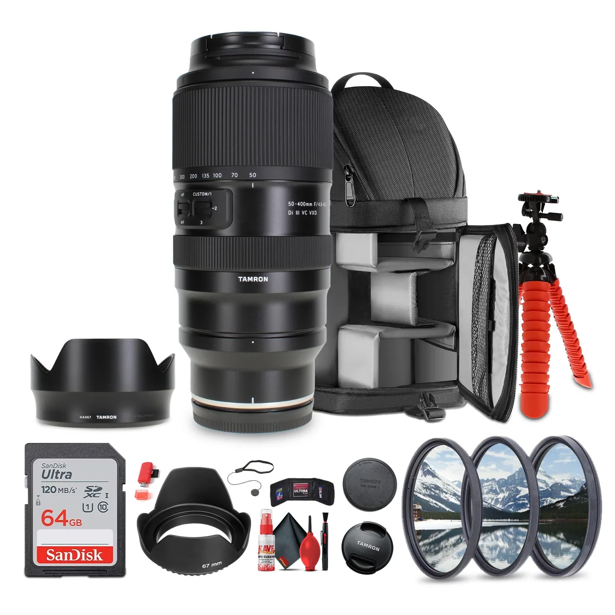 Tamron Tamron 50-400mm f/4.5-6.3 Di III VC VXD Nikon Z camera lens bundle — product photo