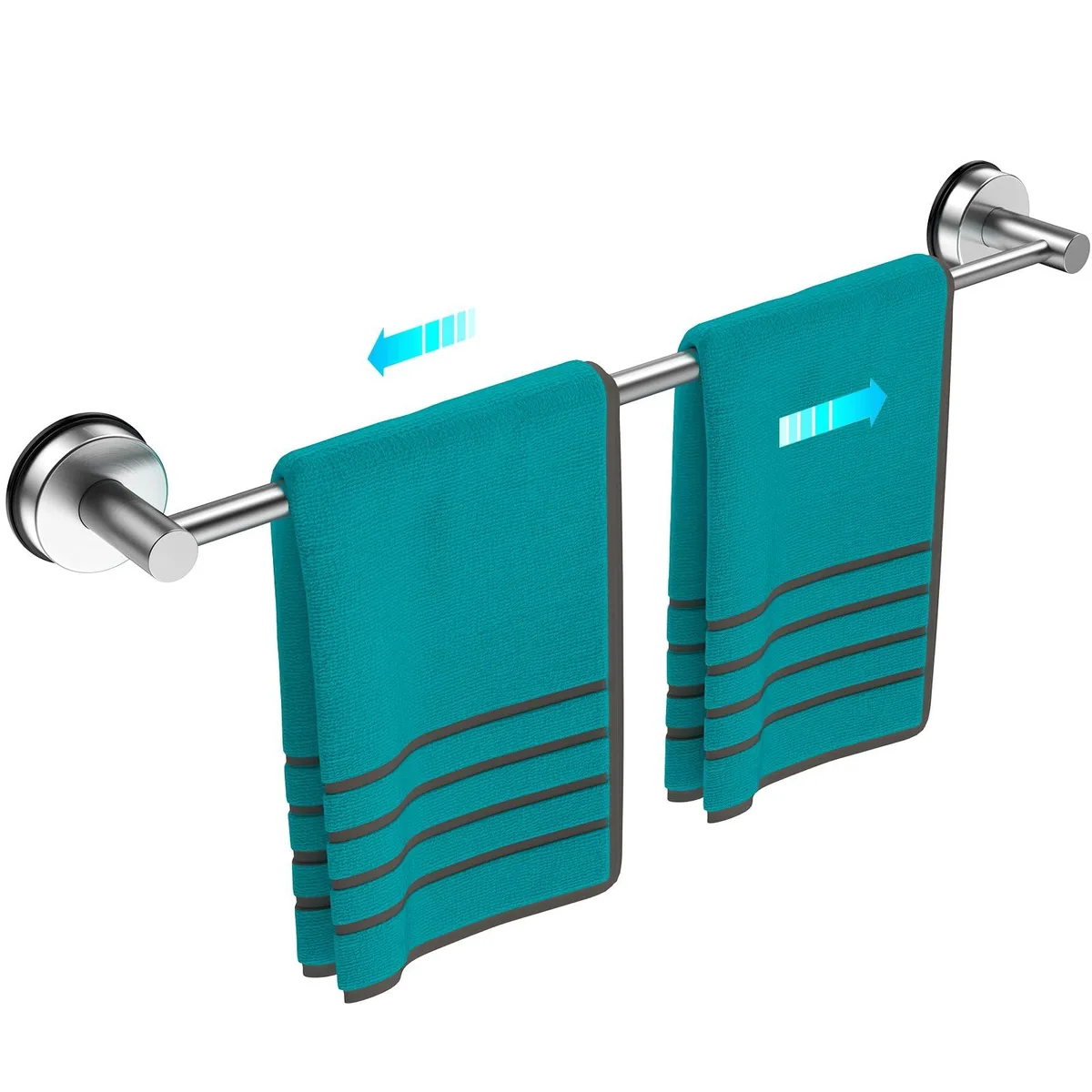 Adjustable stainless steel towel bar, silver finish, 12 to 21 inch range
