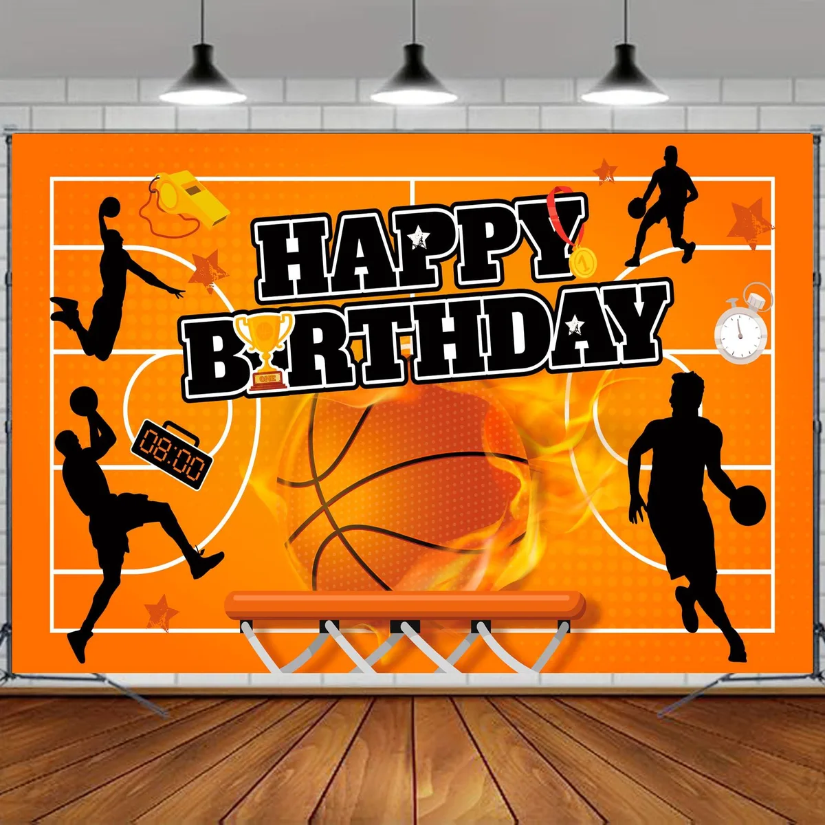 InBoxxarty InBoxxarty 12025082415 Basketball Birthday Backdrop 71''x43'' covering — product photo