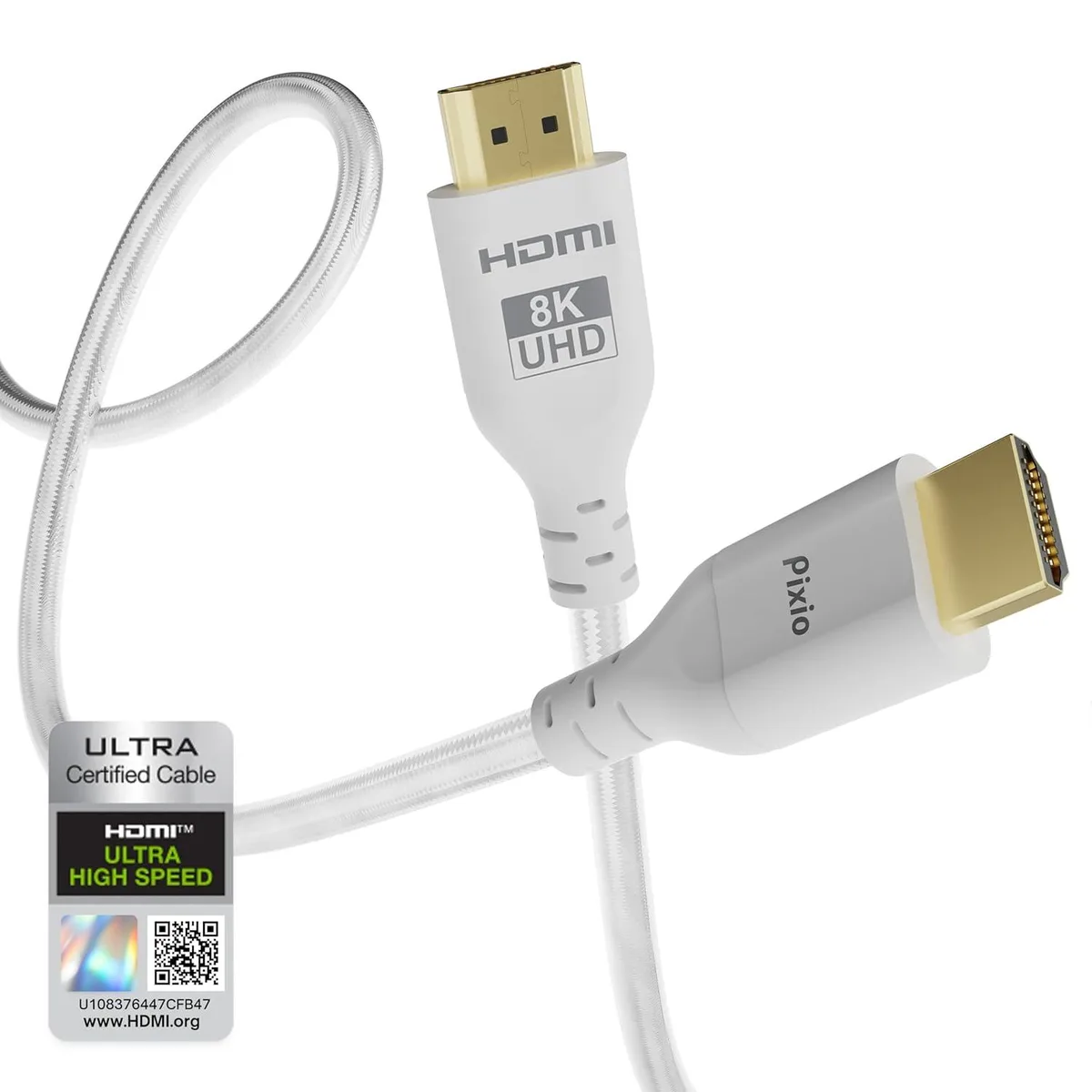Keyence Keyence Pixio White 8K HDMI 2.1 Cable 10FT 48Gbps — product photo