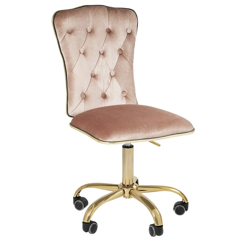 Impressions Vanity Company Impressions Vanity Elise Tufted Vanity Chair Pink 360 Swivel Adjustable Height 18.5×18×36-41 in — product photo