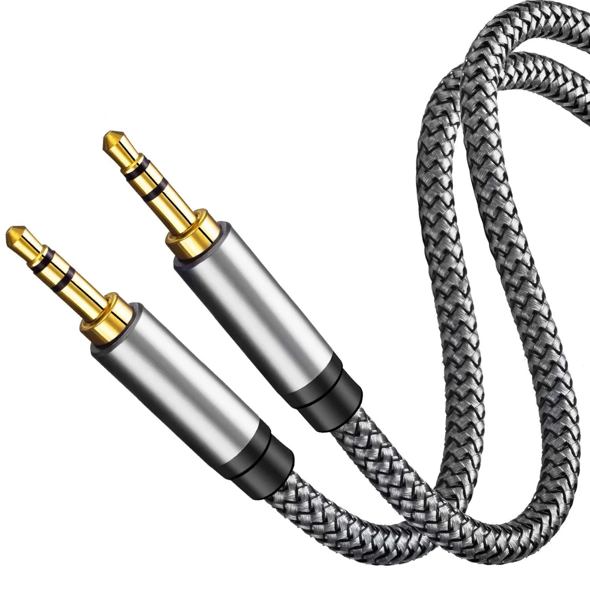 Brainwavz Brainwavz 3.5mm Nylon Braided Aux Cable 50Ft 15M Silver — product photo