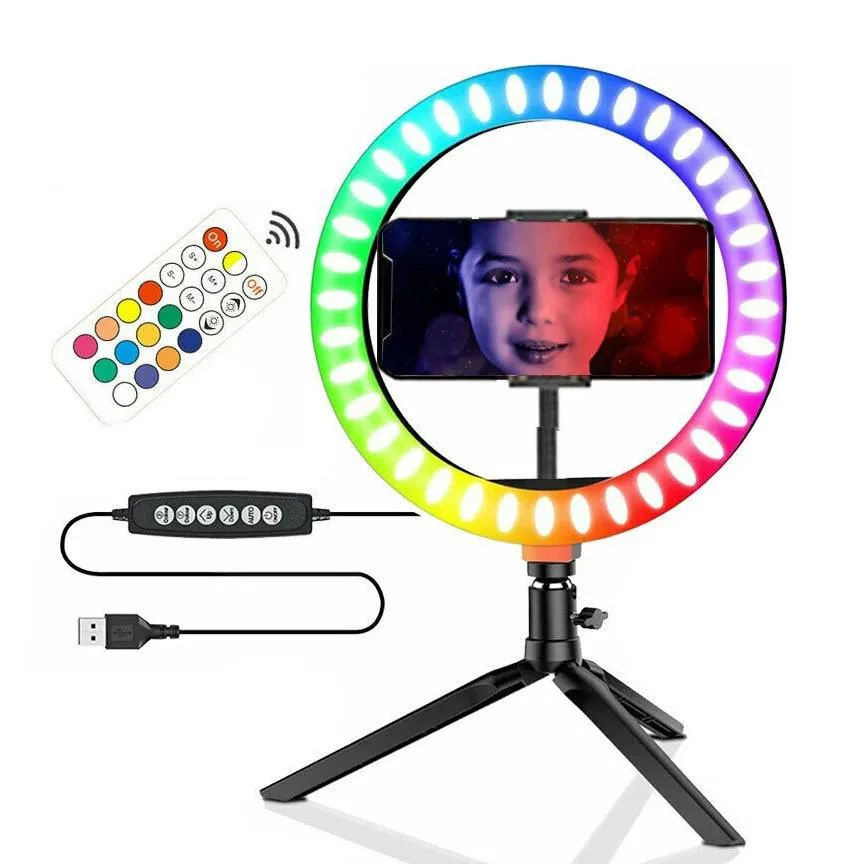 Vivitar Vivitar Vlog Essentials 10" RGB LED Ring Light Kit 15 Colors 120 LEDs 360° Tripod — product photo