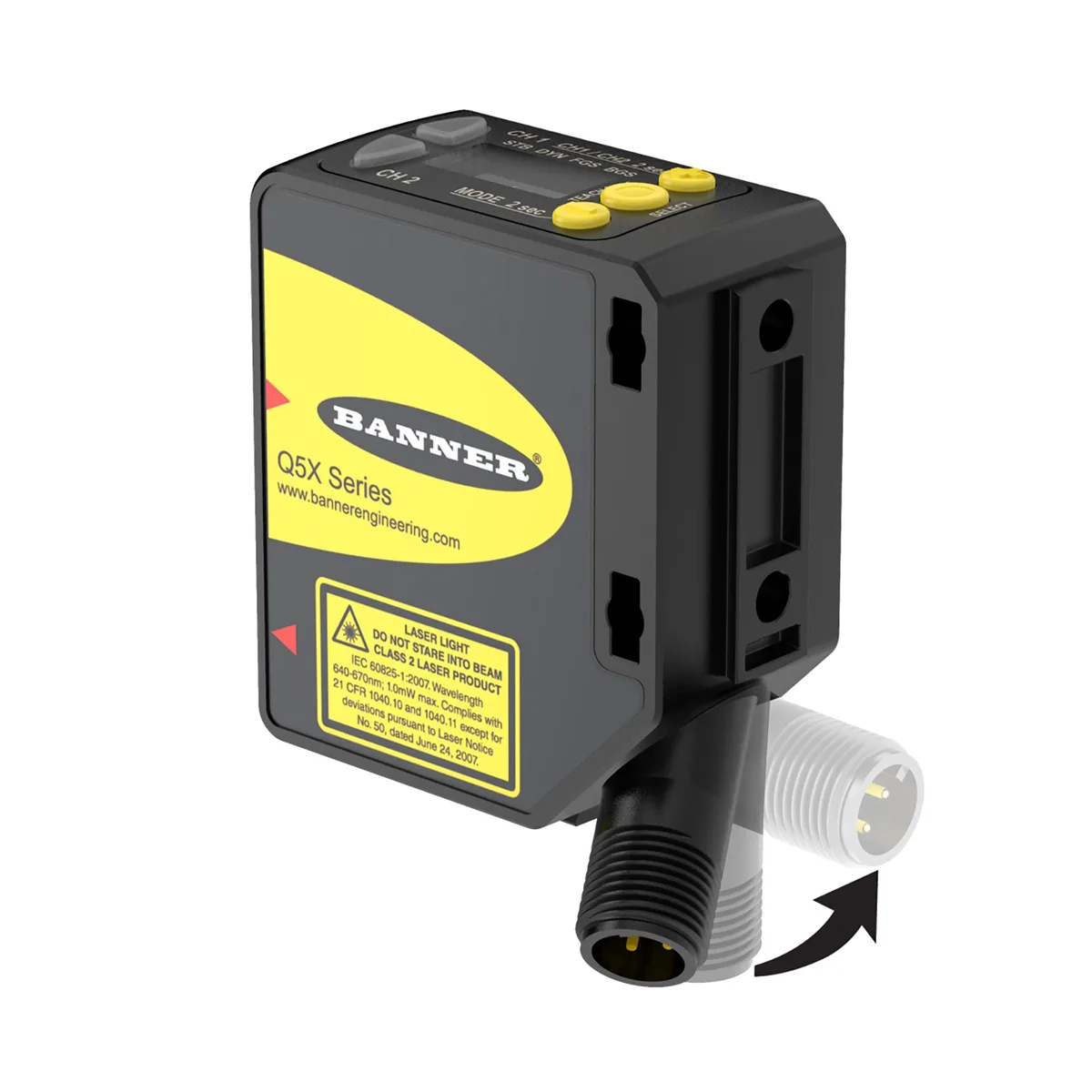 Banner Banner Q5XKLAF2000-Q8 Laser Sensor 95-2000mm 10-30V PNP/NPN IO-Link M12 Class 2 — product photo