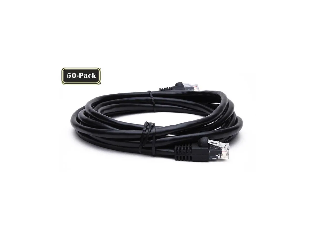 BattleBorn BattleBorn GC-CAT6-2FT-BLK50PCK 50x 2 ft CAT6 network ethernet cable black — product photo