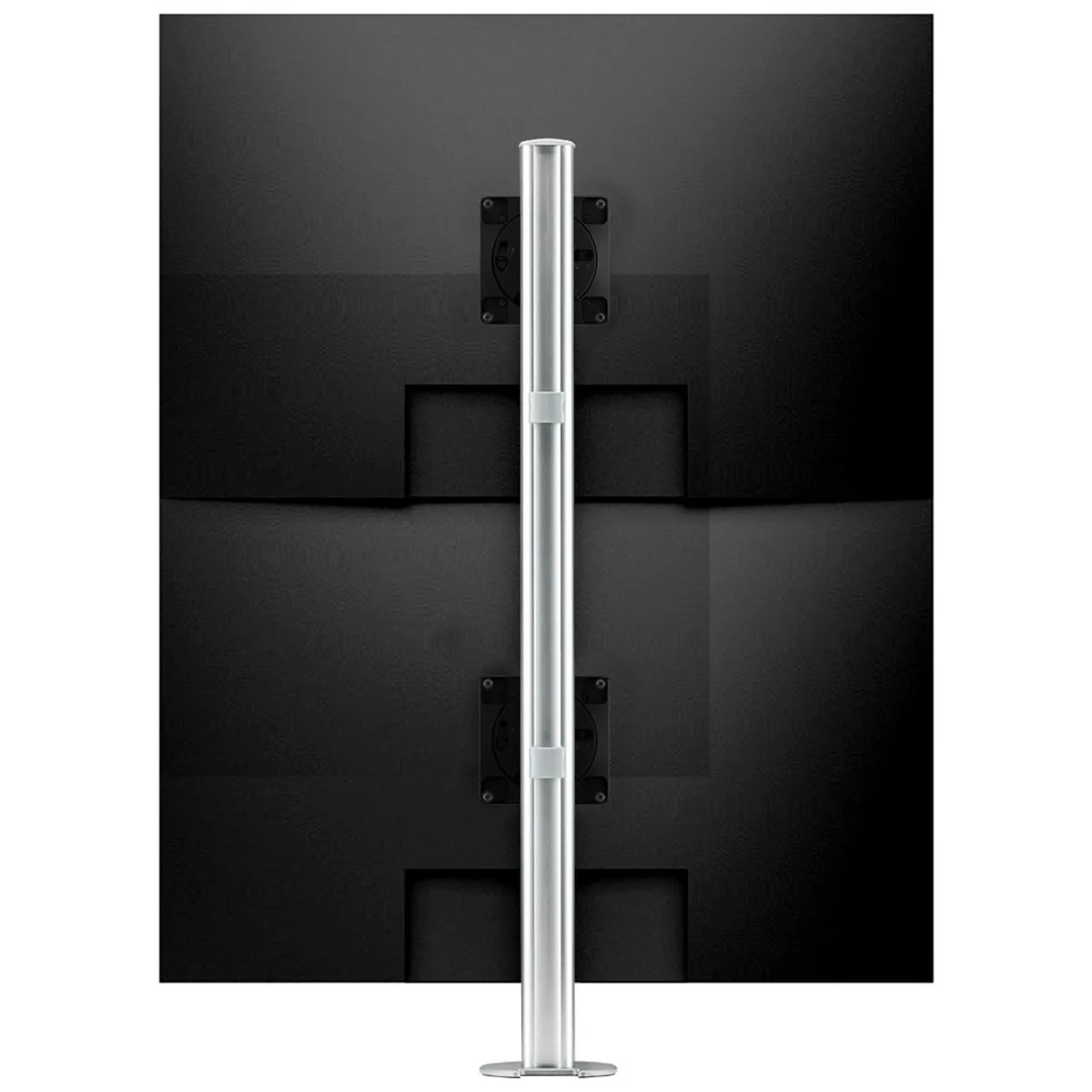 White aluminium dual monitor stand with adjustable arms