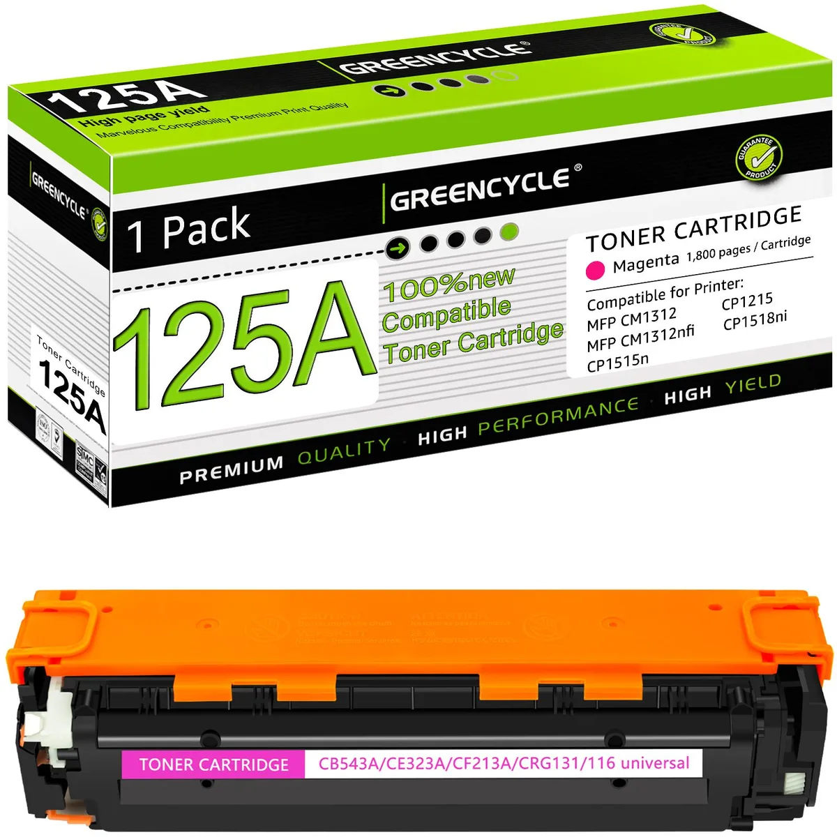 GREENCYCLE GREENCYCLE 125A CB543A Magenta Toner Cartridge 1400 Pages — product photo