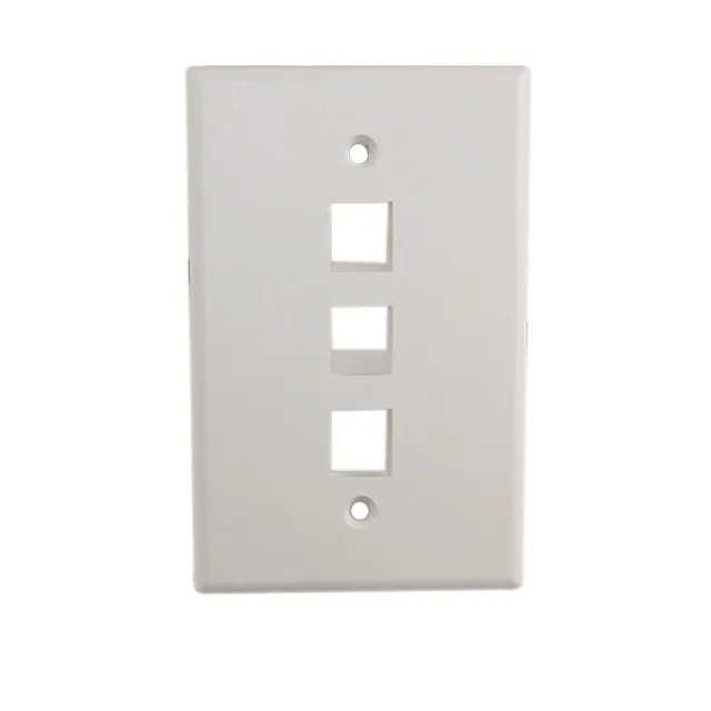 Quest Quest NFP-5038 White 3 Port Keystone Wall Plate 4.875" x 4.75" x 0.25 — product photo