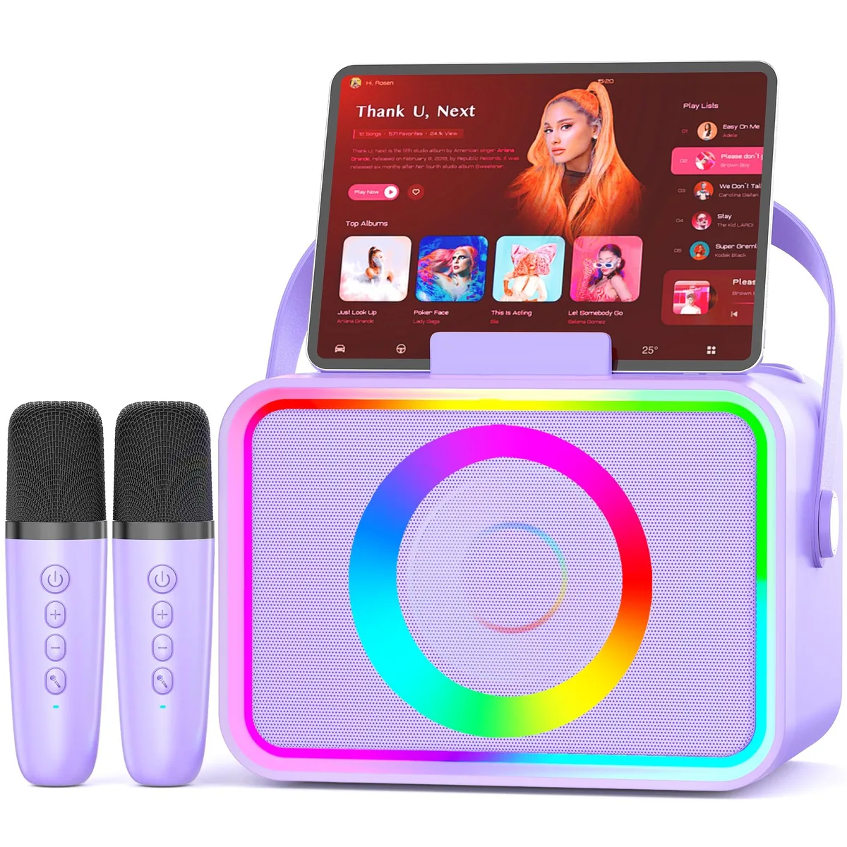  K26 Karaoke System Purple 2 Wireless Mics 14.33in — product photo
