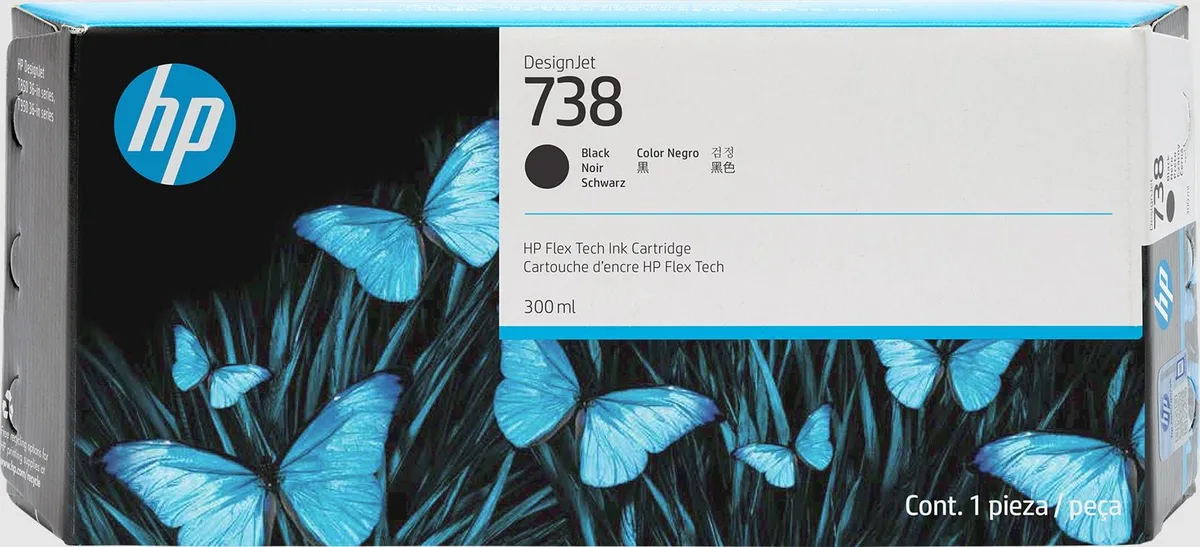 HP HP 738 300-ML Black DesignJet Ink Cartridge 498N8A — product photo