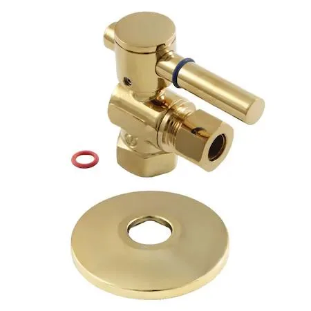 Brass quarter-turn angle stop valve with lever handle