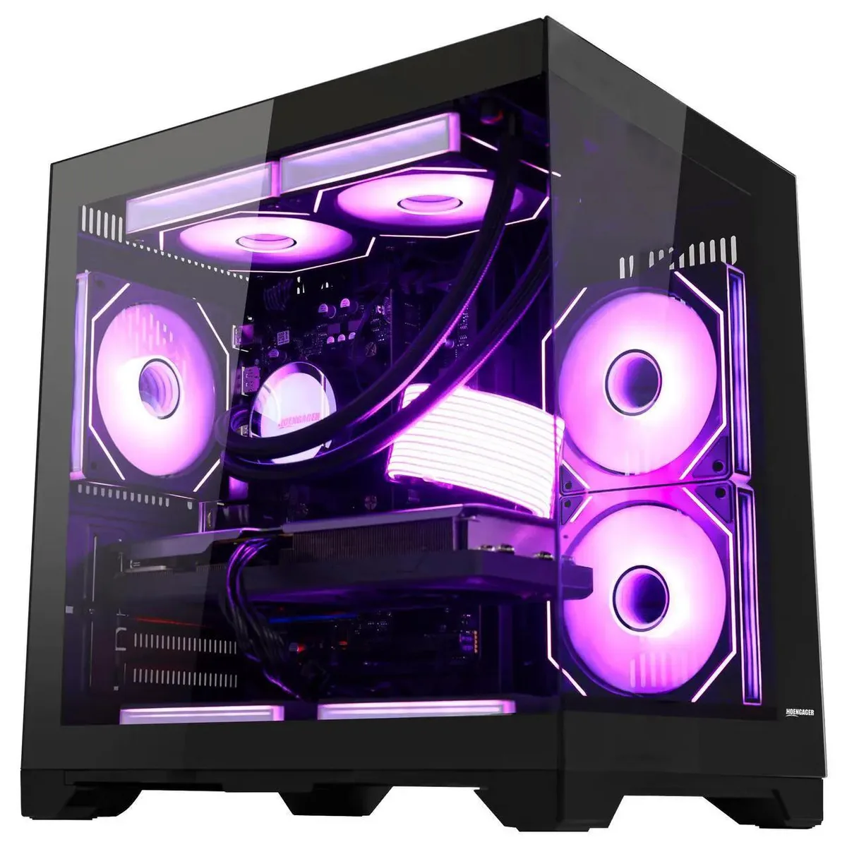 Hoengager Hoengager Gaming PC Ryzen 7 5700X RTX 5050 32GB DDR4 1TB SSD 650W 240mm AIO Black — product photo