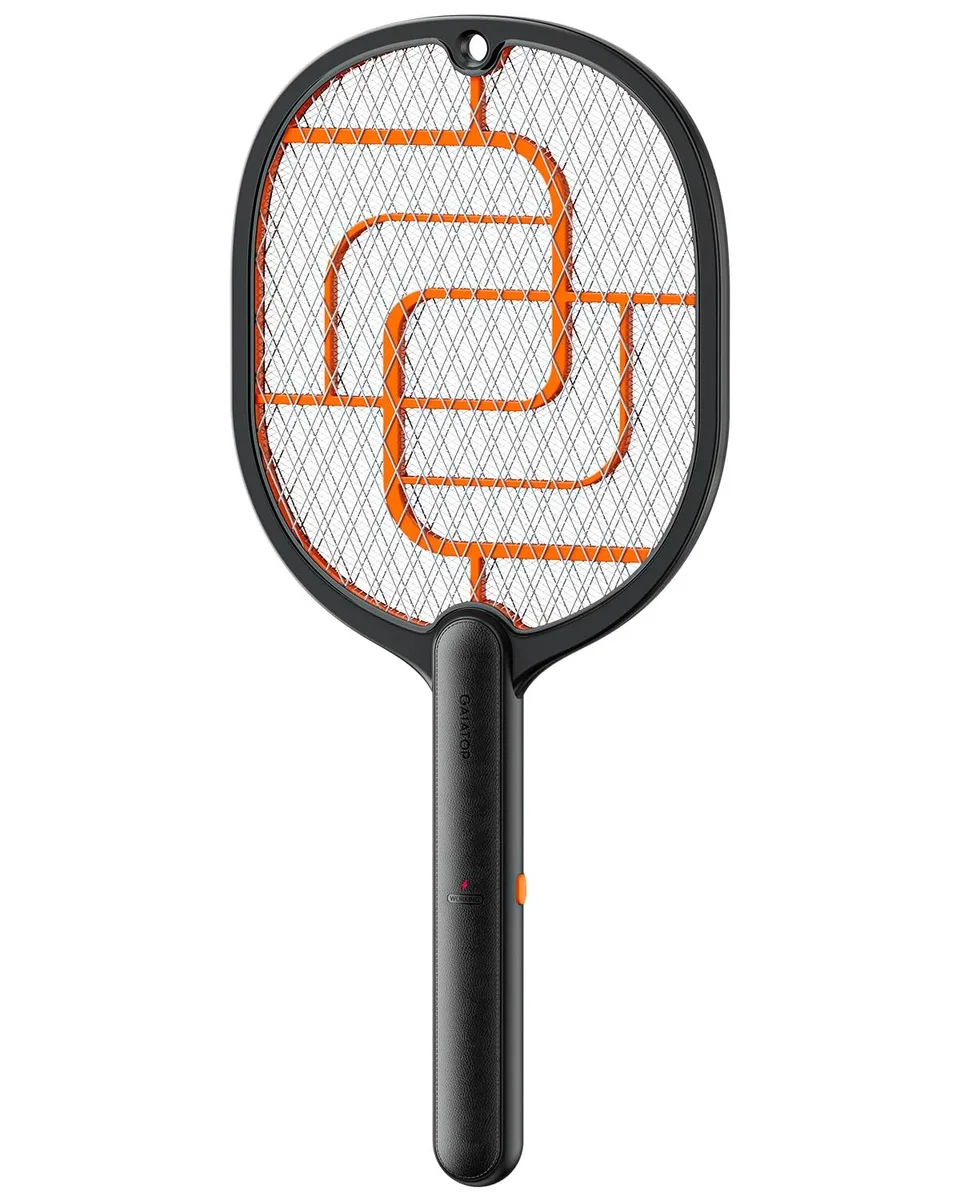 Handheld electric fly swatter with textured handle and three-layer mesh grid