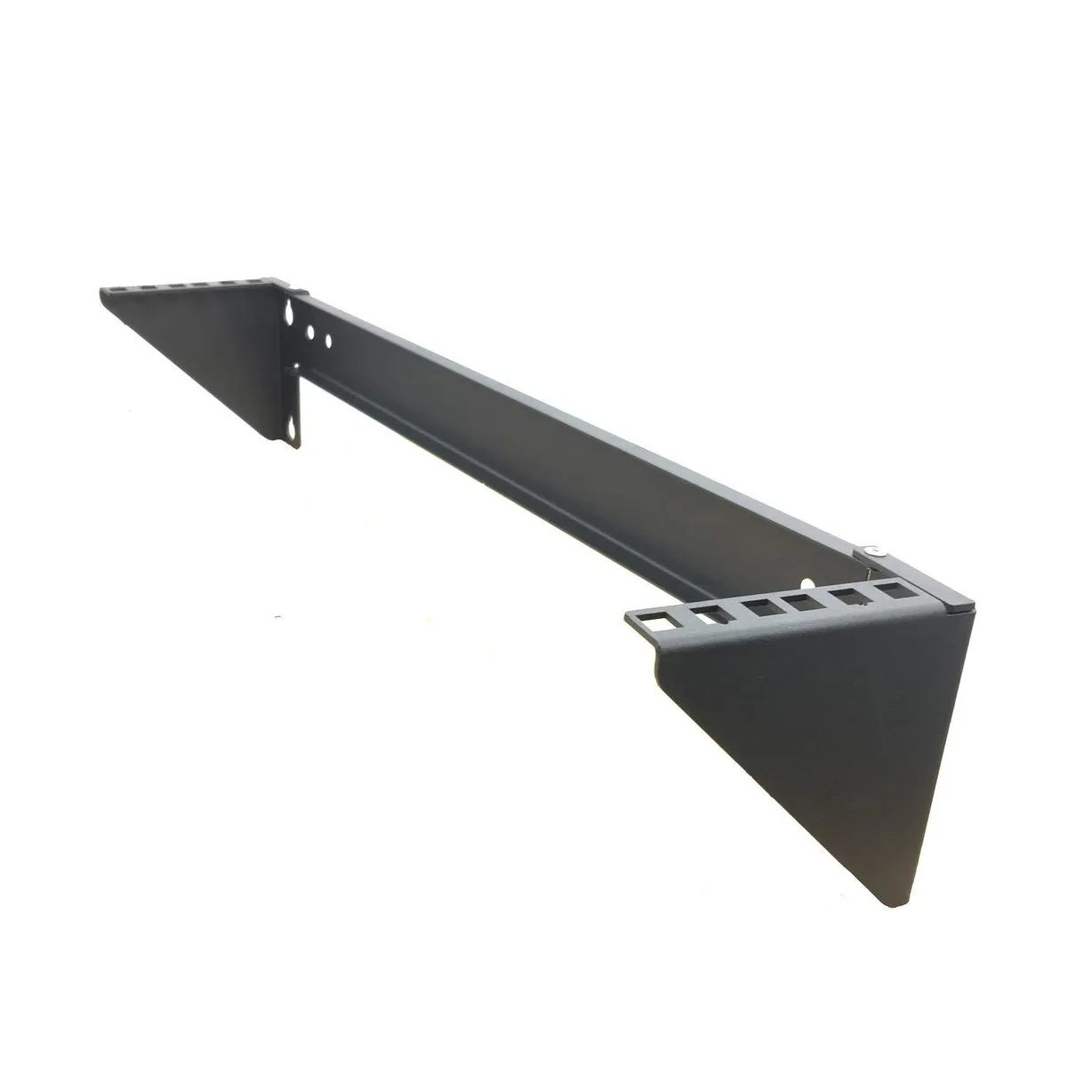 Black steel 2U wall mount bracket for 19 inch rack equipment