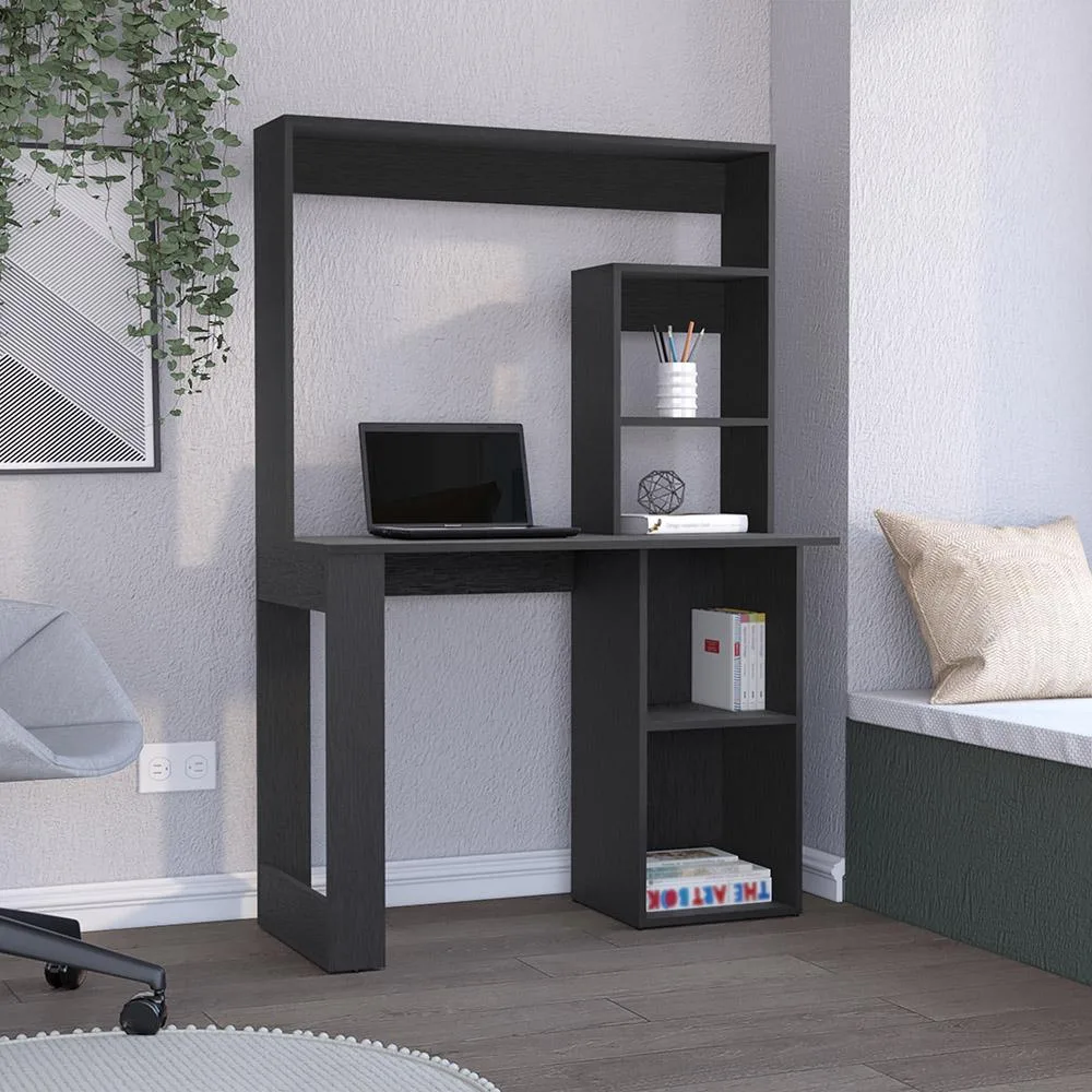 tuphen tuphen Maine Desk With Hutch and Shelves Black 38.8"W 17.7"D — product photo