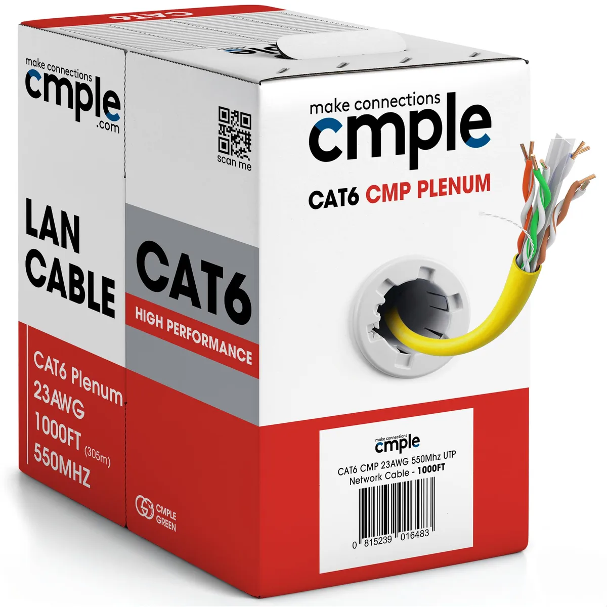 CMPLE CMPLE Cat6 Plenum Ethernet Cable 1000ft 550MHz UTP Yellow — product photo