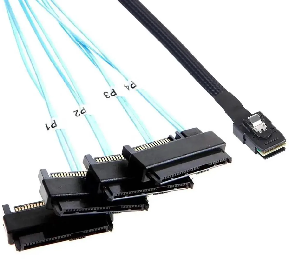 SMUGDESK SMUGDESK .5M 1.6FT SFF-8087 to 4×SFF-8482 SAS Cable 2 Pack — product photo
