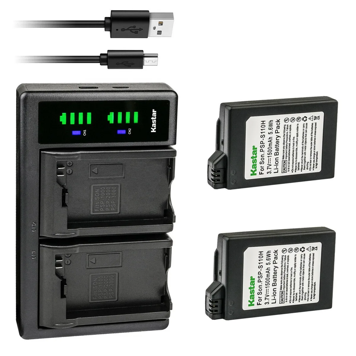Kastar Kastar PSP-110H 2-Pack Battery &amp; LTD2 USB Charger — product photo