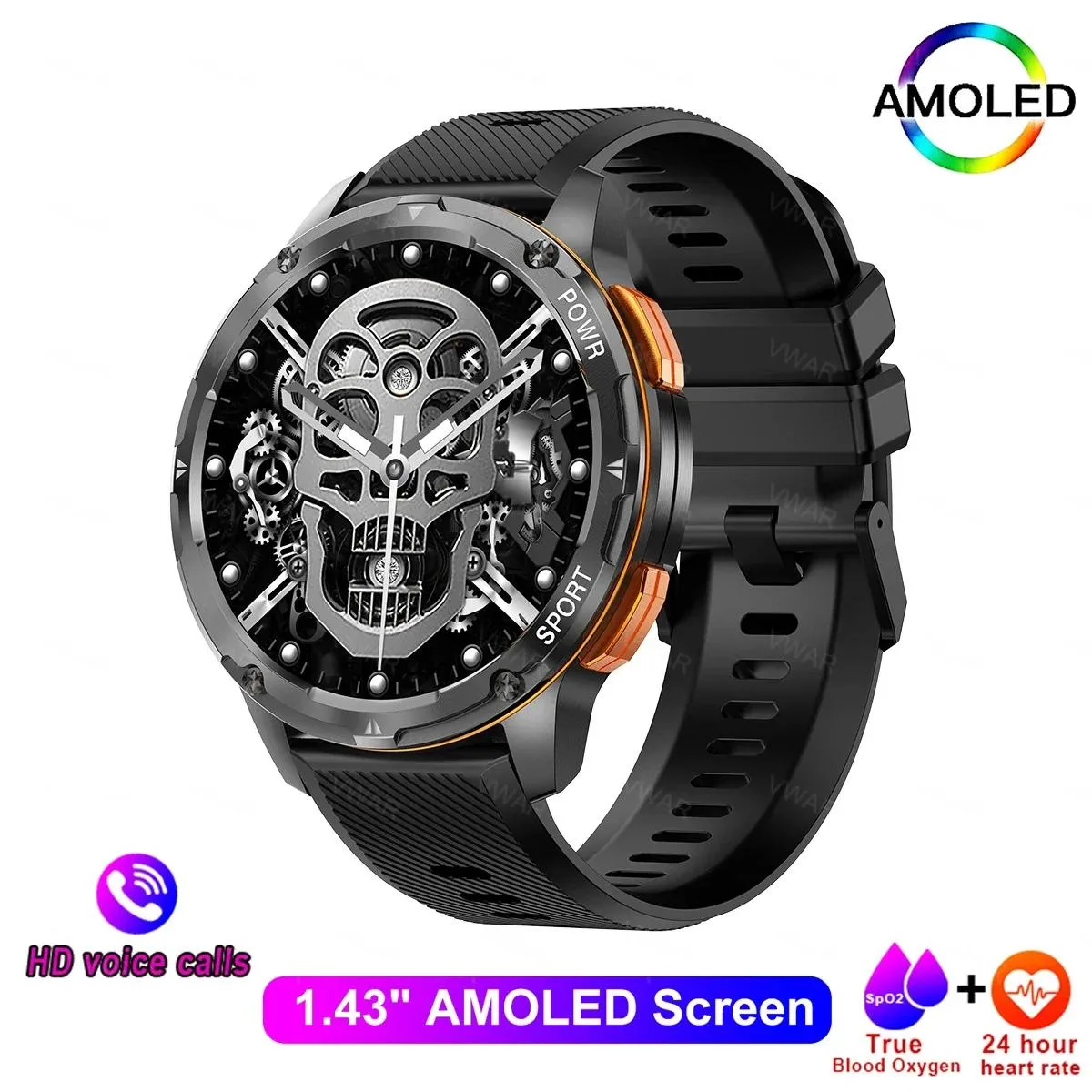 allentian allentian Tank T2 Smart Watch 1.43 AMOLED 466*466 300-450mAh BT 5.3 — product photo