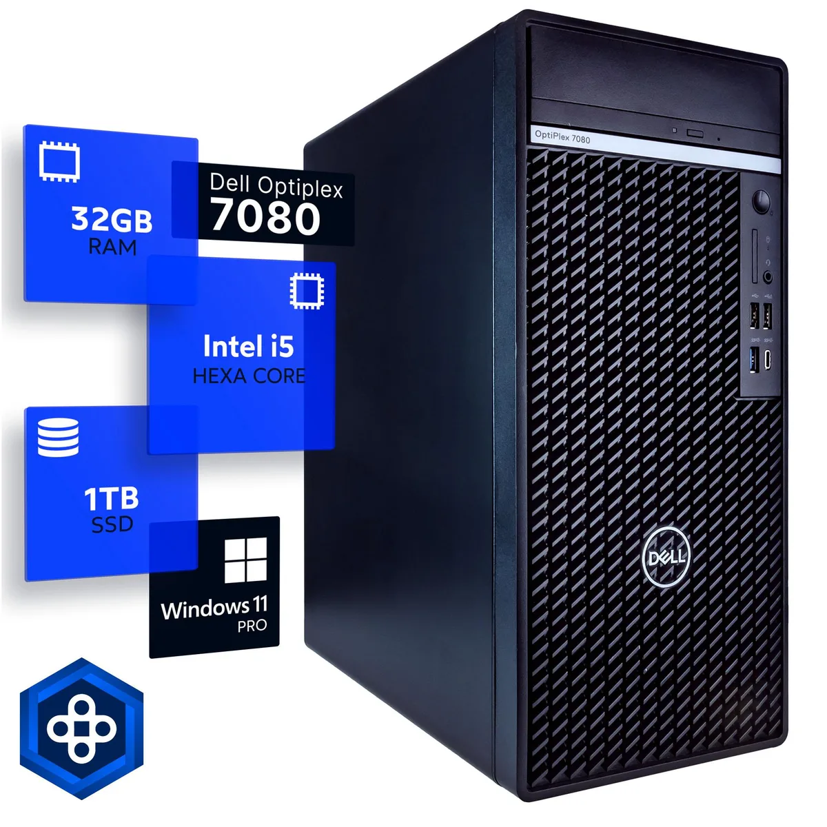 DELL Dell OptiPlex 7080 Tower desktop PC Intel Core i5-10500 3.4 GHz 32GB DDR4 1TB SSD Windows 11 Pro — product photo