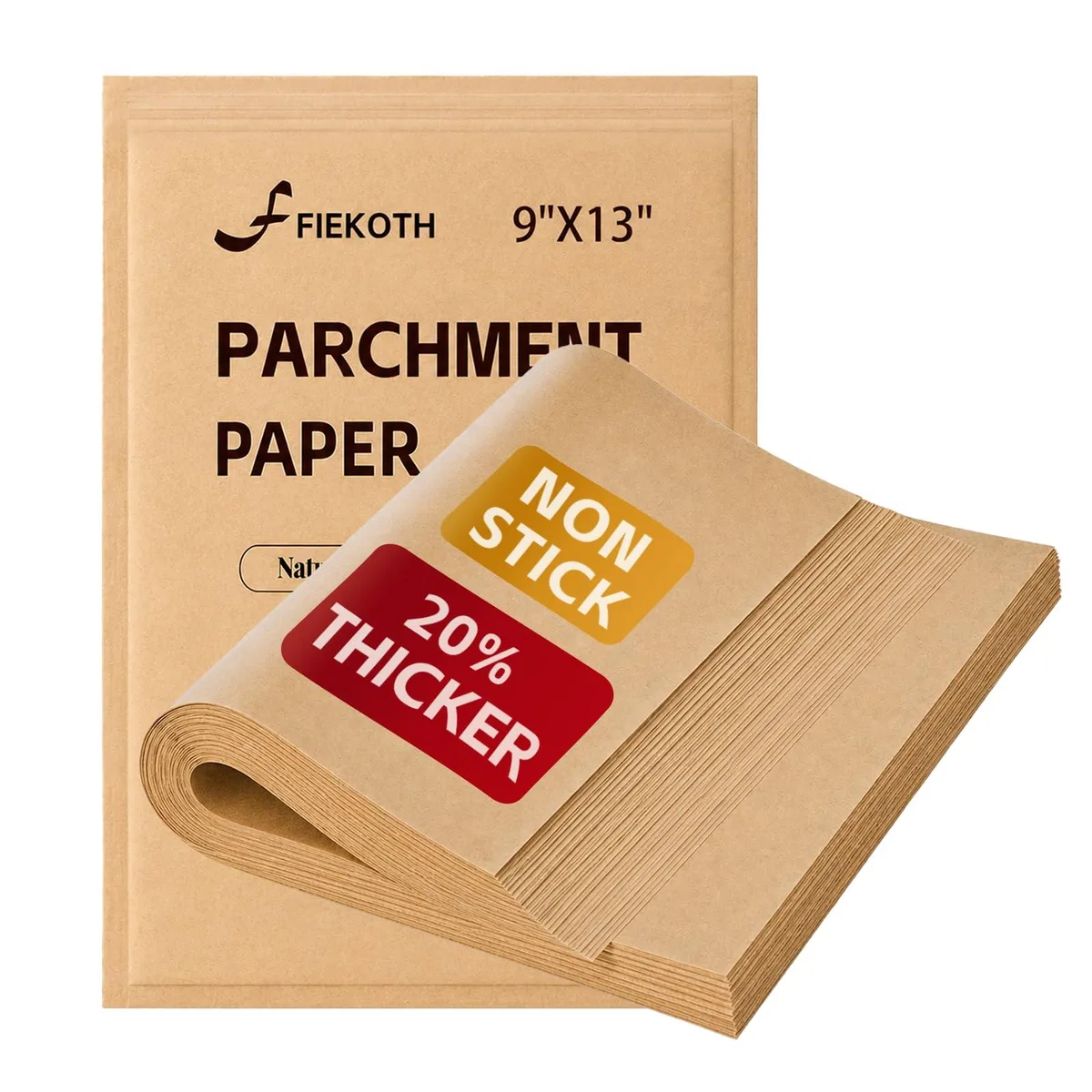 A stack of 100 unbleached parchment sheets, 9 by 13 inches, natural brown colour