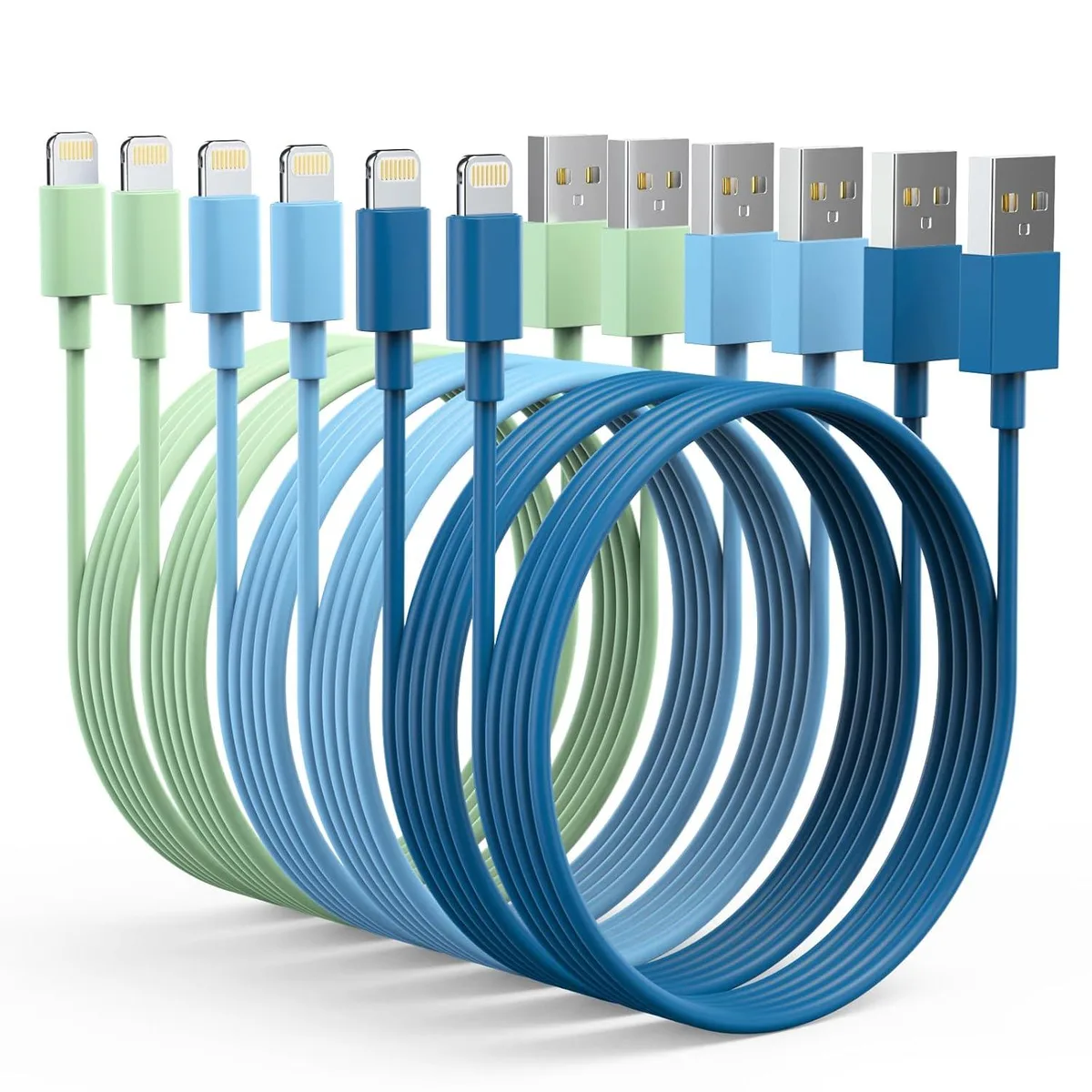 MCHOSE MCHOSE 6-Pack Lightning Cables 3/3/6/6/6/9 ft MFi Certified Multiple Colours — product photo