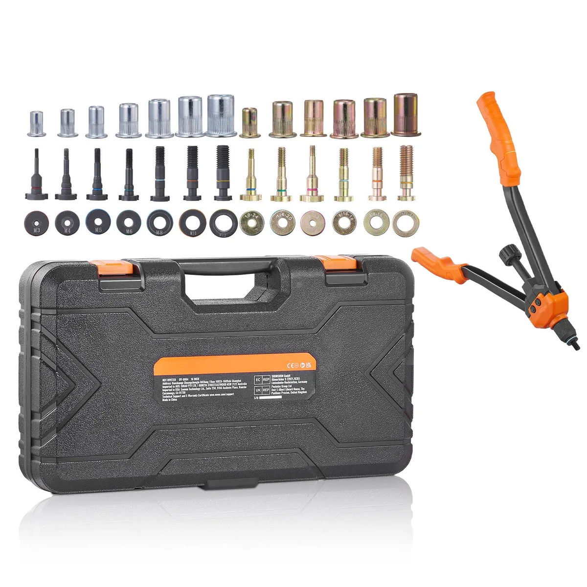 VEVOR VEVOR 16" Rivet Nut Tool Kit 13PCS Mandrels 186PCS Rivet Nuts DY-8804 — product photo