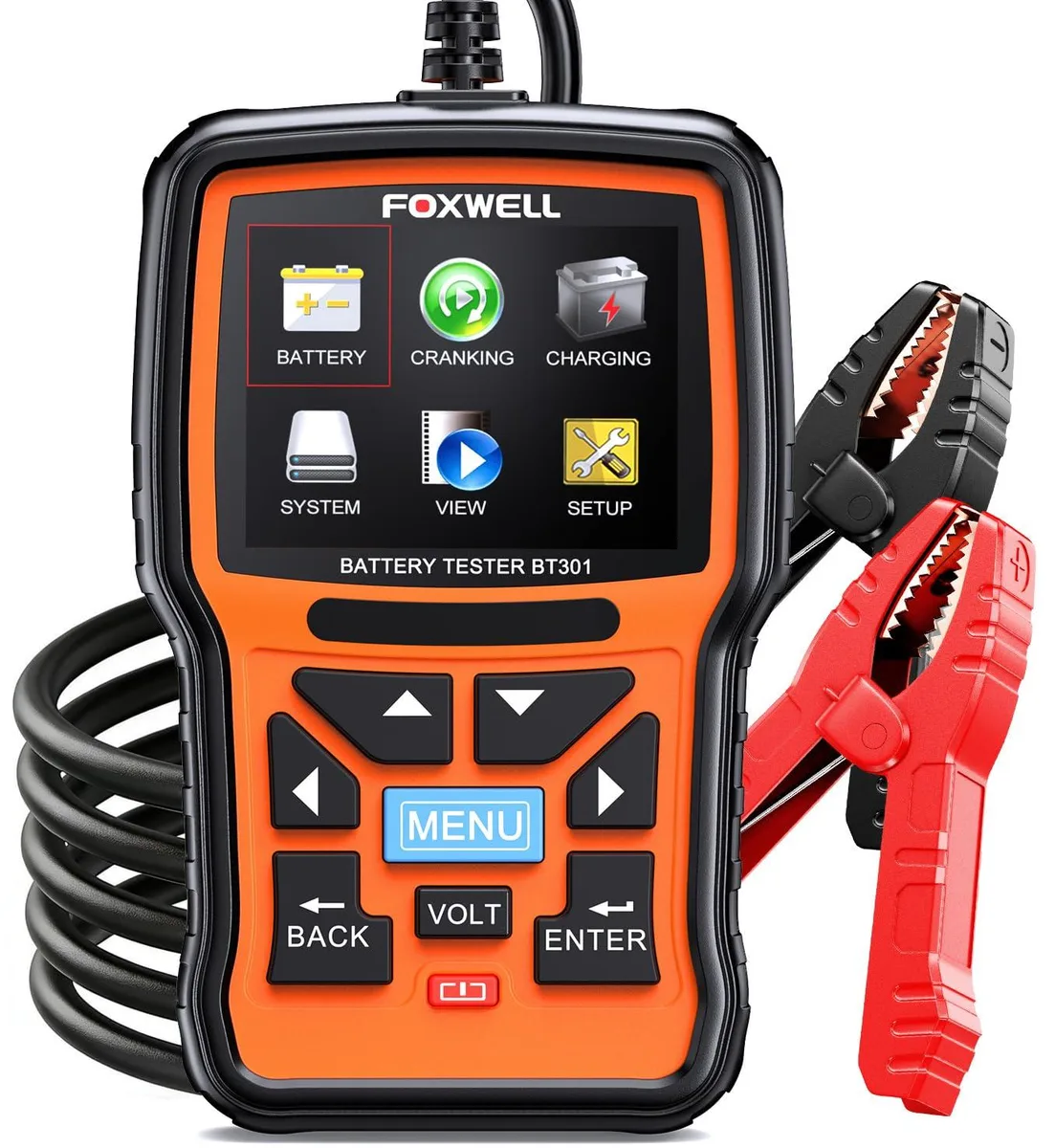  FOXWELL BT301 12V Battery Tester 100-2000CCA 2.8" Color Display 6.5ft Cable — product photo