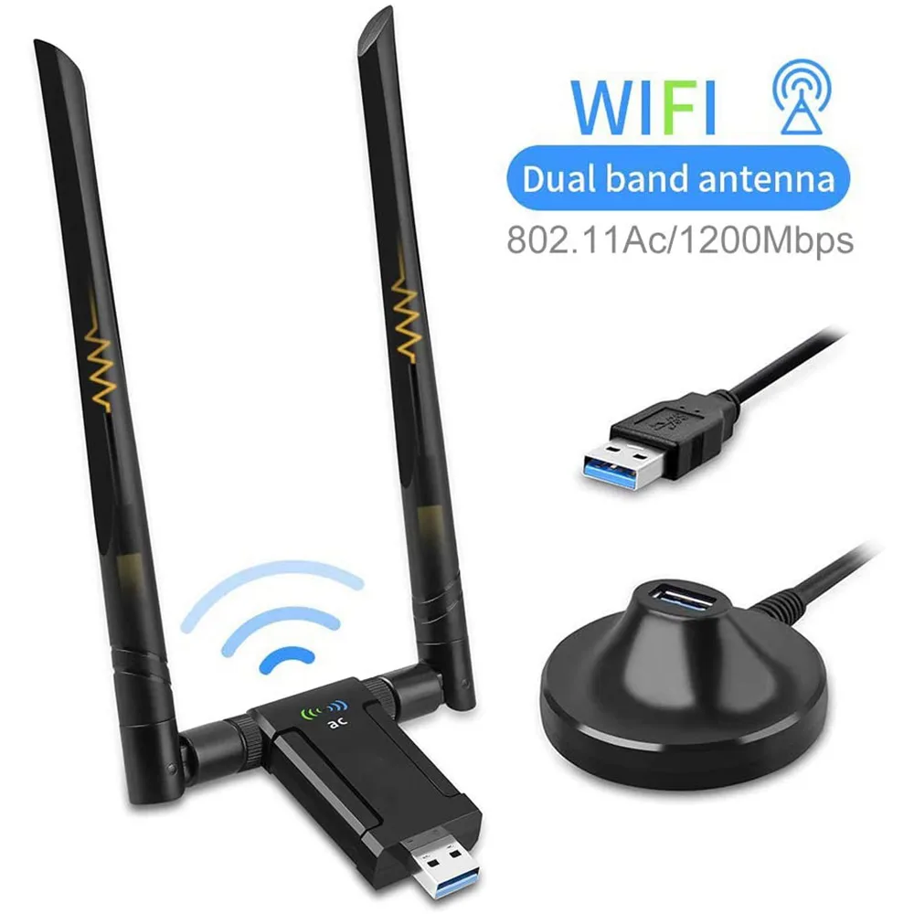 IHDAPP IHDAPP AC1200 Dual Band USB 3.0 Wi-Fi Adapter with Cradle and 65cm Cable — product photo