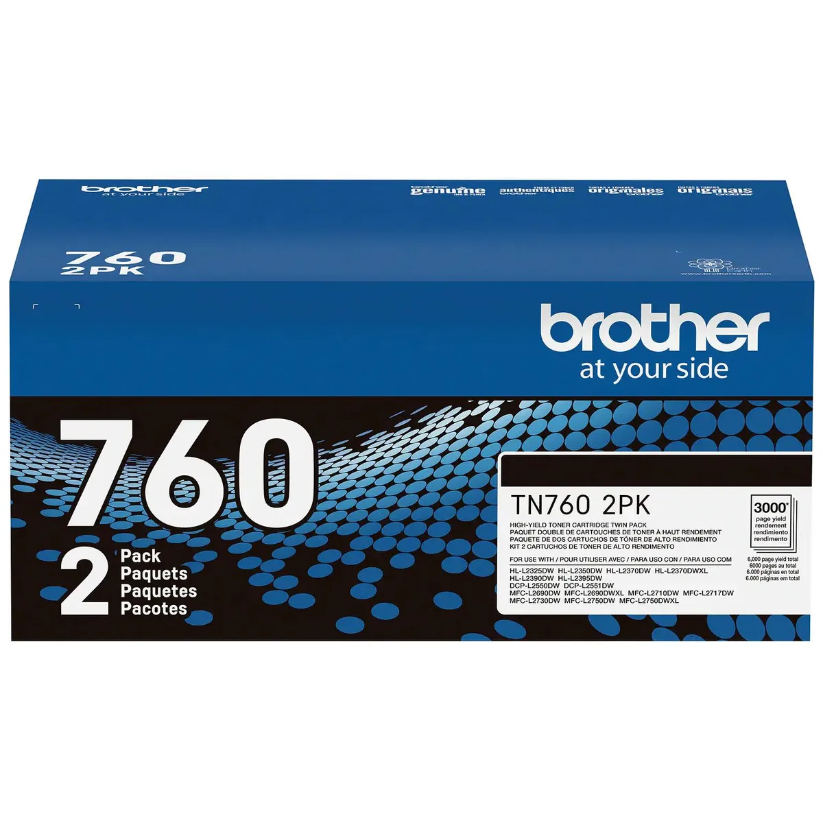 Brother Brother Genuine TN760 2-Pack High Yield Black Toner Cartridges (Genuine Brands) — product photo
