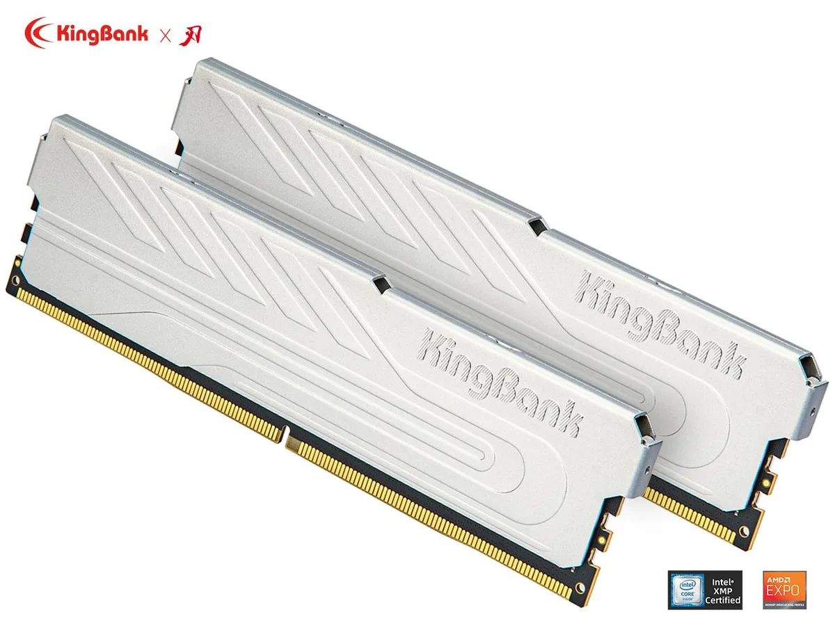KINGBANK KINGBANK 16GB (2x8GB) DDR5 6000MHz CL36 Silver Heatsink Desktop RAM — product photo
