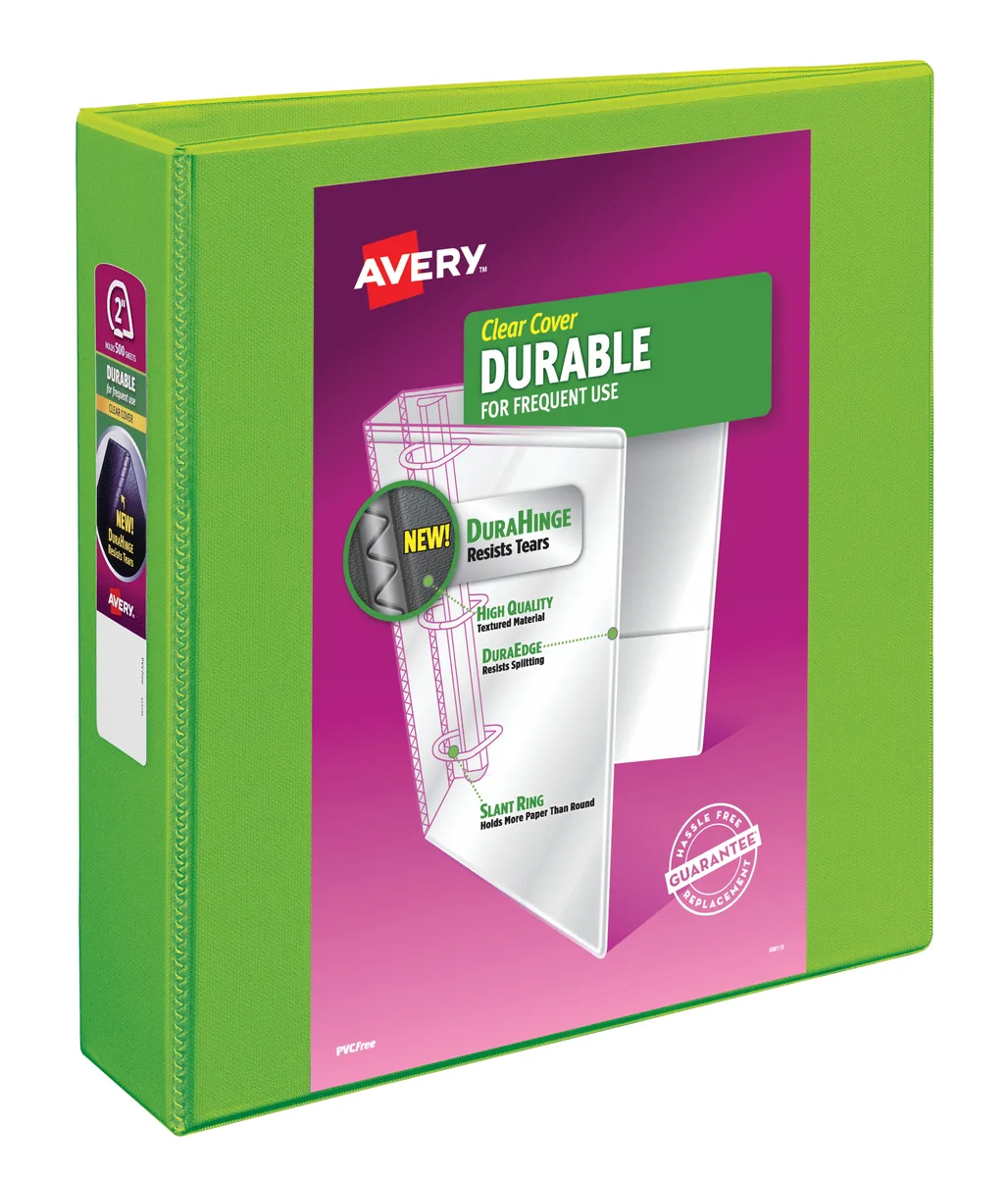 Avery Avery Durable View 3 Ring Binder 2" Slant Rings Chartreuse 500 sheets — product photo