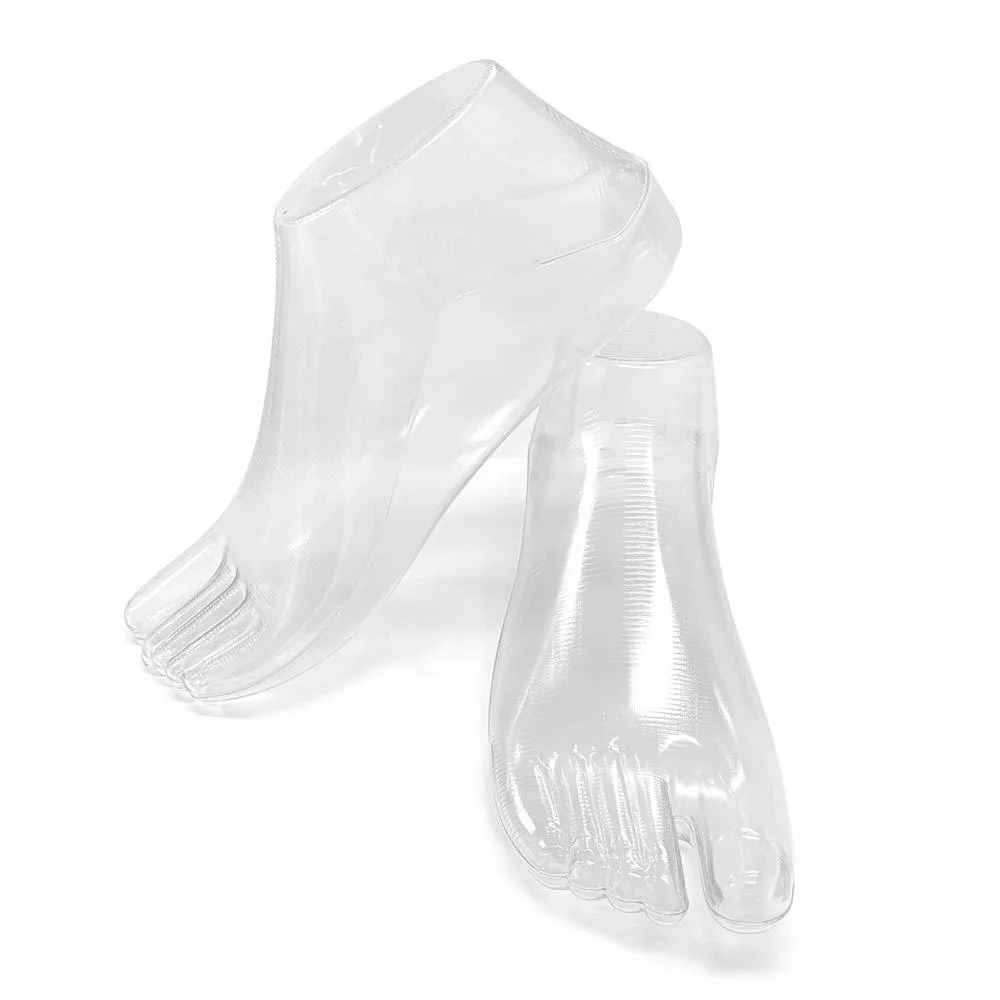 Transparent plastic foot model pair medium size 22 x 9 x 8 cm