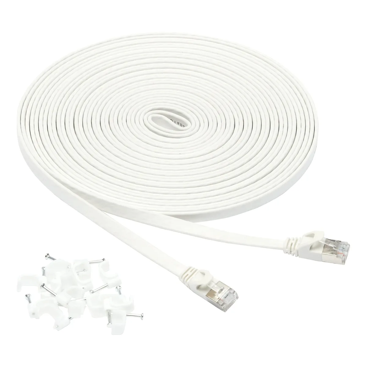 No Sew No Sew Cat 7 Flat Ethernet Cable 30 Foot White 15 Nails — product photo