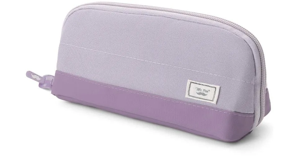 Grey triangle pencil case with zipper and mesh pockets