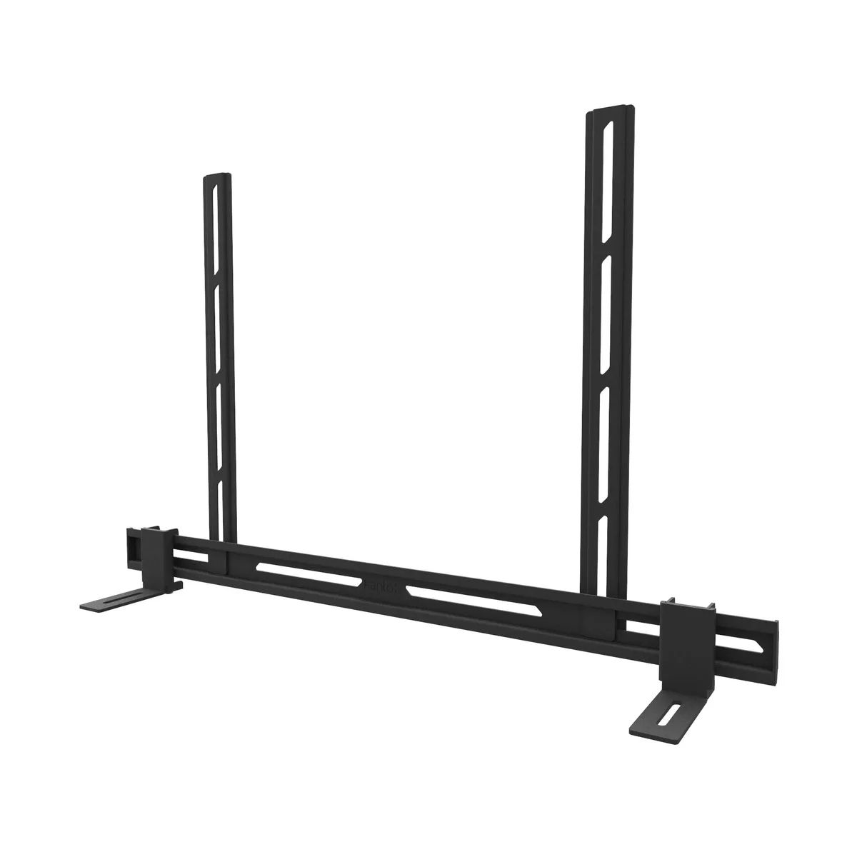 Black steel sound-bar bracket with straight-line frame, 43.2 by 65.3 inches, 1.9 kg