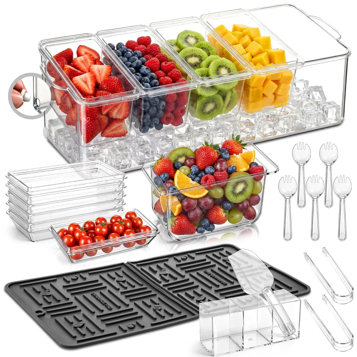 DNBeffulgent DNBeffulgent Ice Chilled Condiment Caddy 85 oz 11 Pcs — product photo