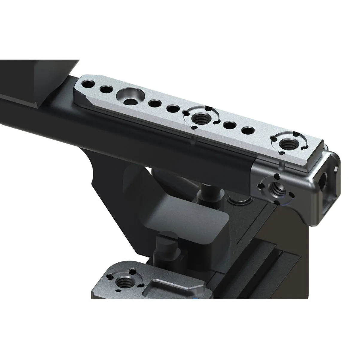 Space Gray aluminum XLR handle extension with NATO rail and cold shoe for Sony FX3