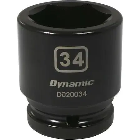 34 mm 6-point socket with 3/4 inch drive black phosphate finish