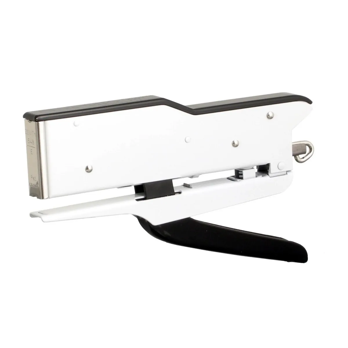Black and white metal plier stapler with nickel-plated finish