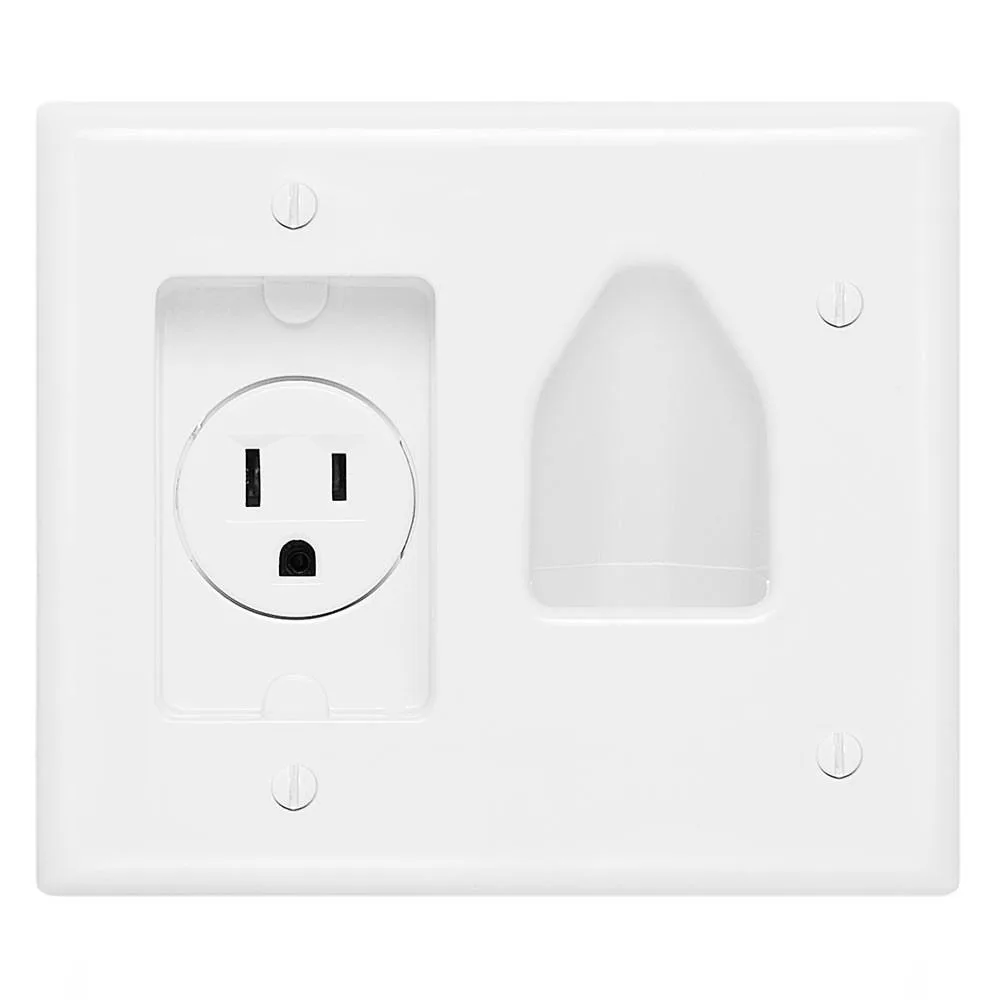 CMPLE CMPLE Recessed Low Voltage Wall Plate with Recessed Power White — product photo