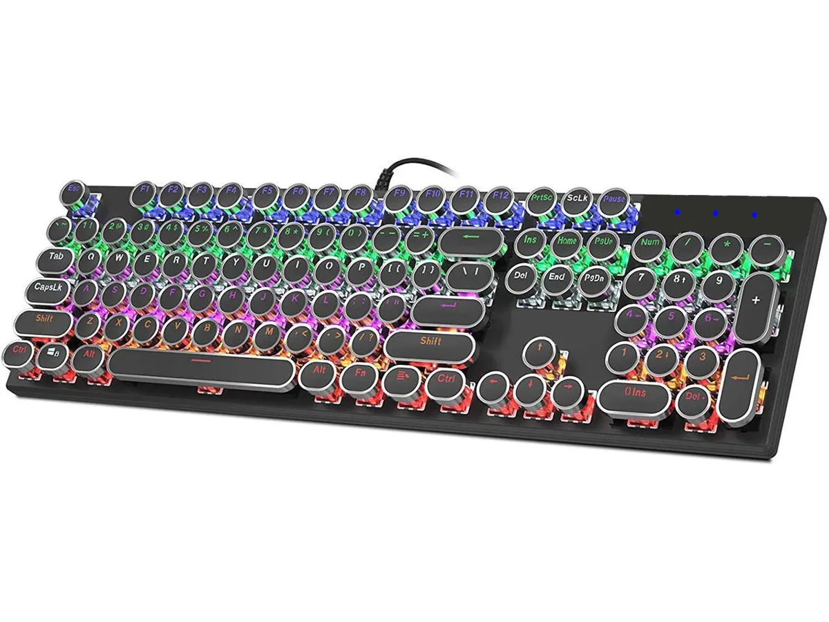 Werleo Werleo Geeklin Typewriter 104 Retro Round Keycaps Blue Switch gaming keyboard — product photo