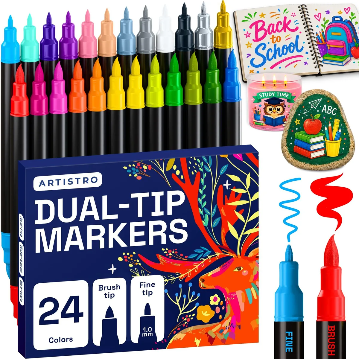  Artistro DTBFA0024 24 Dual-Tip Acrylic Paint Markers — product photo