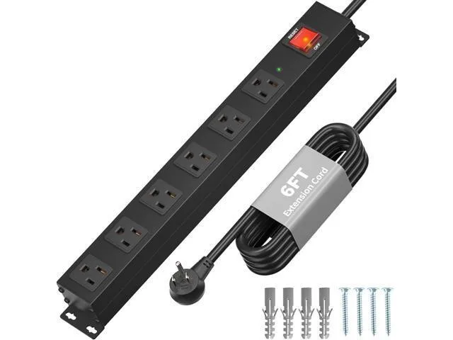 LORDWORLD LORDWORLD 6 Outlet Surge Protector 2100J 1.7in Spacing 6ft Cord — product photo